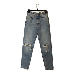 Zara Women Ripped Mom Fit Jeans
